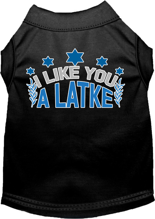 I Like You a Latke Screen Print Dog Shirt
